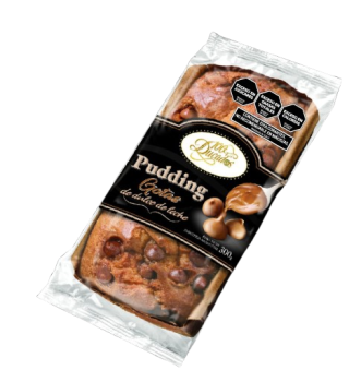 Pudding dulce de leche con chips de dulce de leche.Presentación: Cada caja contiene 8 unidades x 300grs.Cod.6028