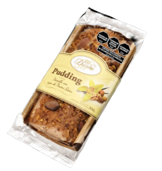 Pudding sabor vainilla con capa de frutos secos.Presentación: Cada caja contiene 8 unidades x 300grs.Cod. 6020